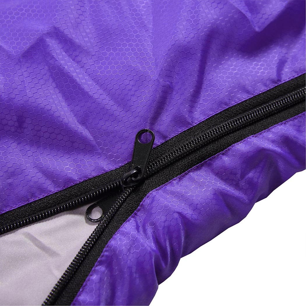 Mountview -20°C Outdoor Camping Thermal Sleeping Bag in purple, showcasing its water-repellent exterior and comfortable design.